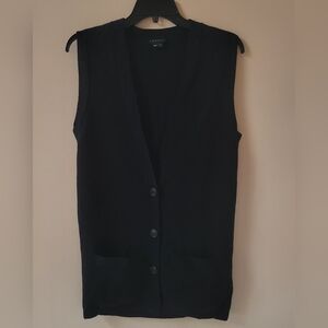 Theory Black Wool Button Up Sweater Vest
